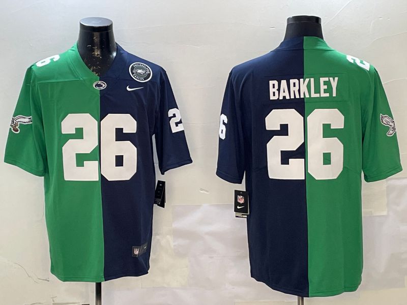 Men 2025 Philadelphia Eagles #26 Barkley Blue Green Nike Limited NFL Jersey style 6